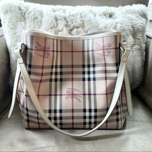 Burberry Haymarket Canterbury Tote Ivory Small EUC